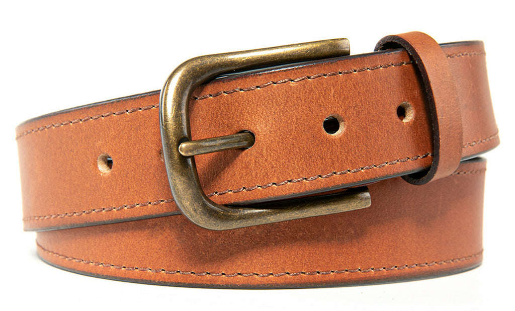 Men’S Top Grain Leather Belts Casual Jeans Solid Belts for Men 1.5Inch Width