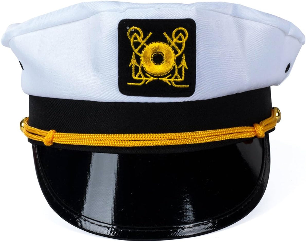 Adult Captain'S Yacht Hat and White Cotton Sailor Hat - Nautical Party Hats - Sailor Dress up Hats