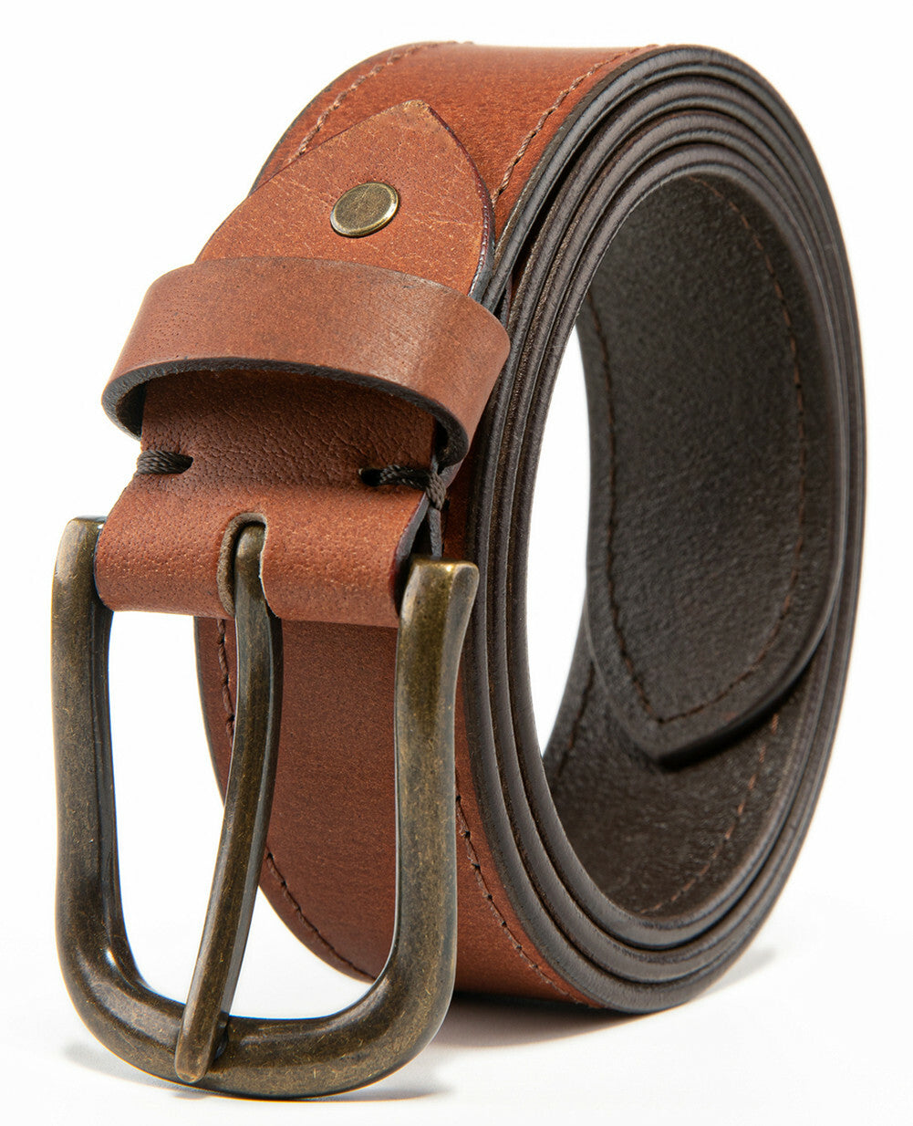Men’S Top Grain Leather Belts Casual Jeans Solid Belts for Men 1.5Inch Width