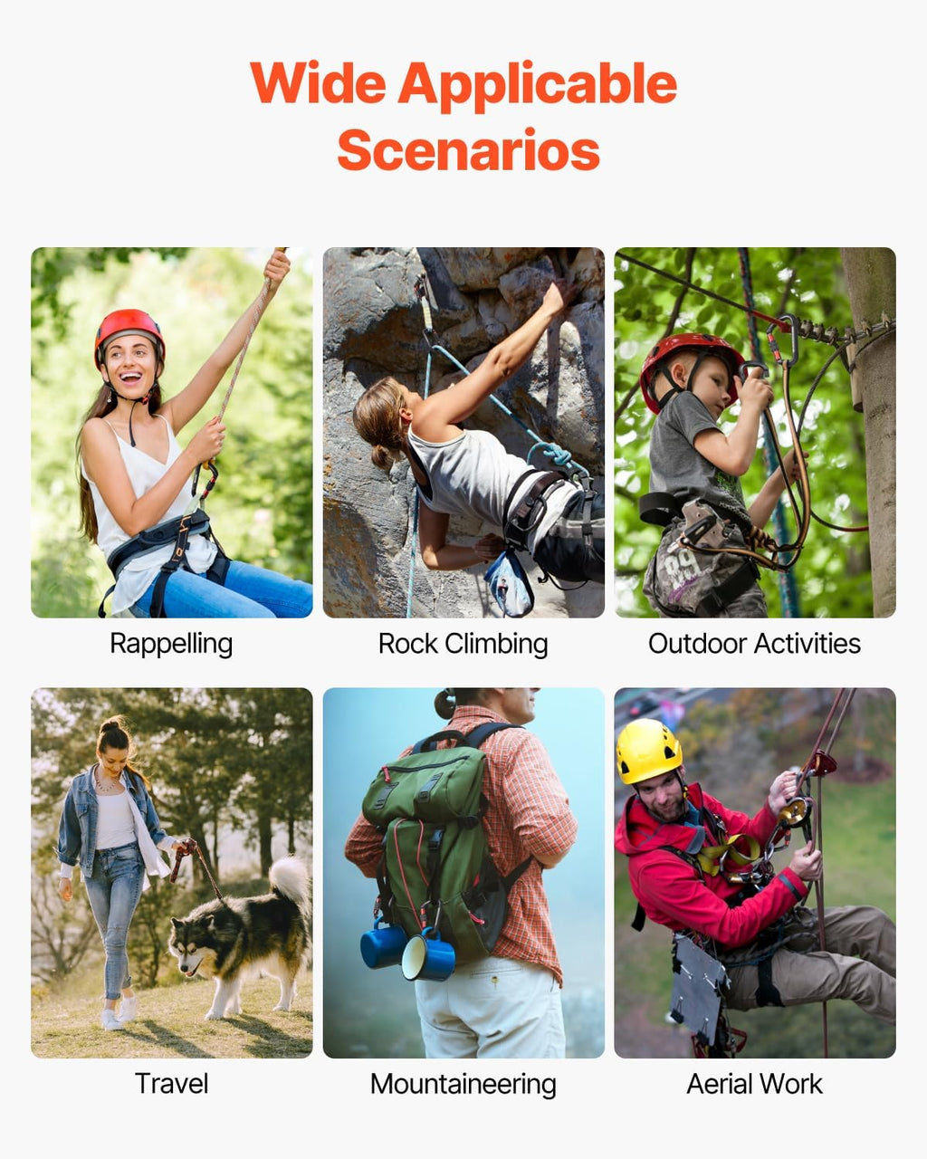 Climbing Carabiner Clips, 3 PCS Heavy Duty Carabiner, Professional 30Kn(6744Lbs)