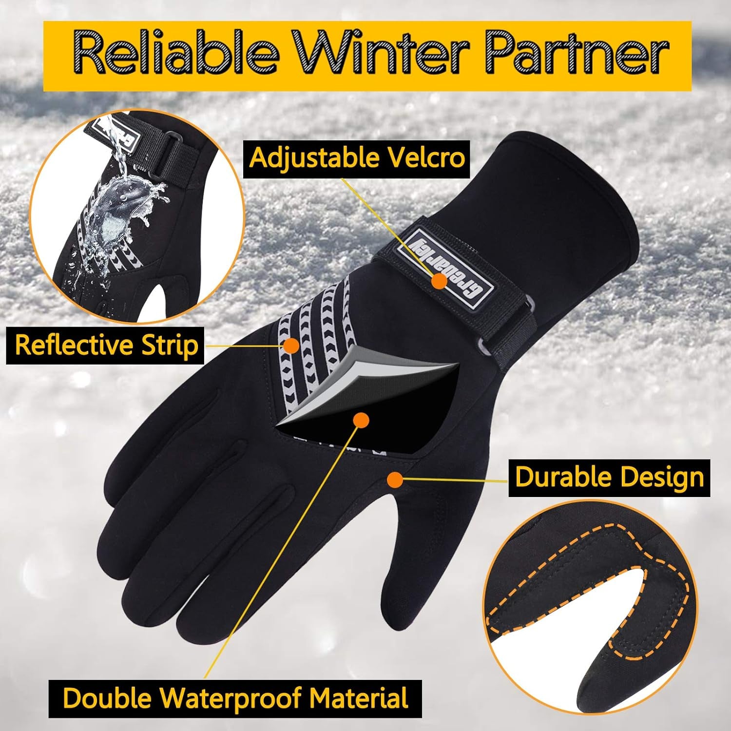 Winter Gloves Waterproof Gloves Cycling Gloves Bike Gloves Biking Gloves Driving Gloves Riding Gloves Touchscreen Gloves Snow Gloves Ski Gloves Bicycle Gloves for Men Women (Black, XXL)