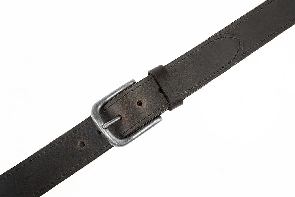 Men’S Top Grain Leather Belts Casual Jeans Solid Belts for Men 1.5Inch Width