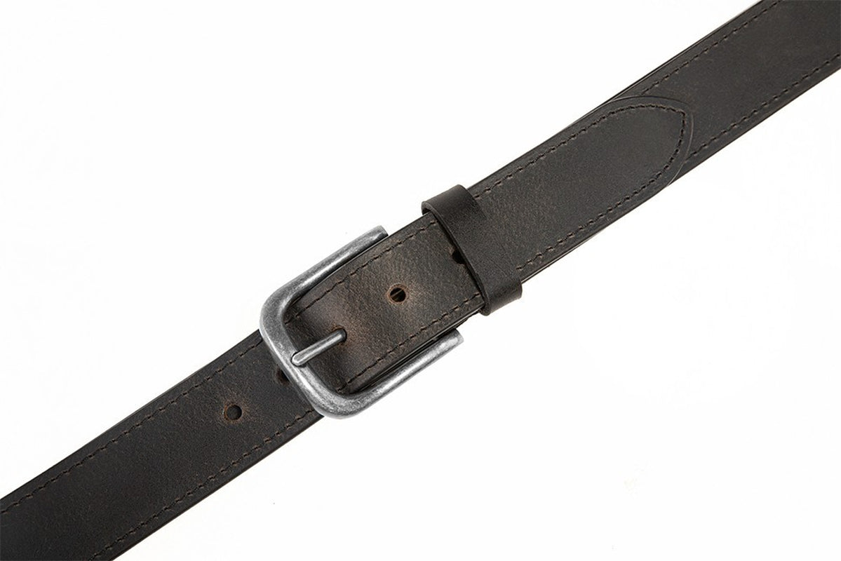 Men’S Top Grain Leather Belts Casual Jeans Solid Belts for Men 1.5Inch Width