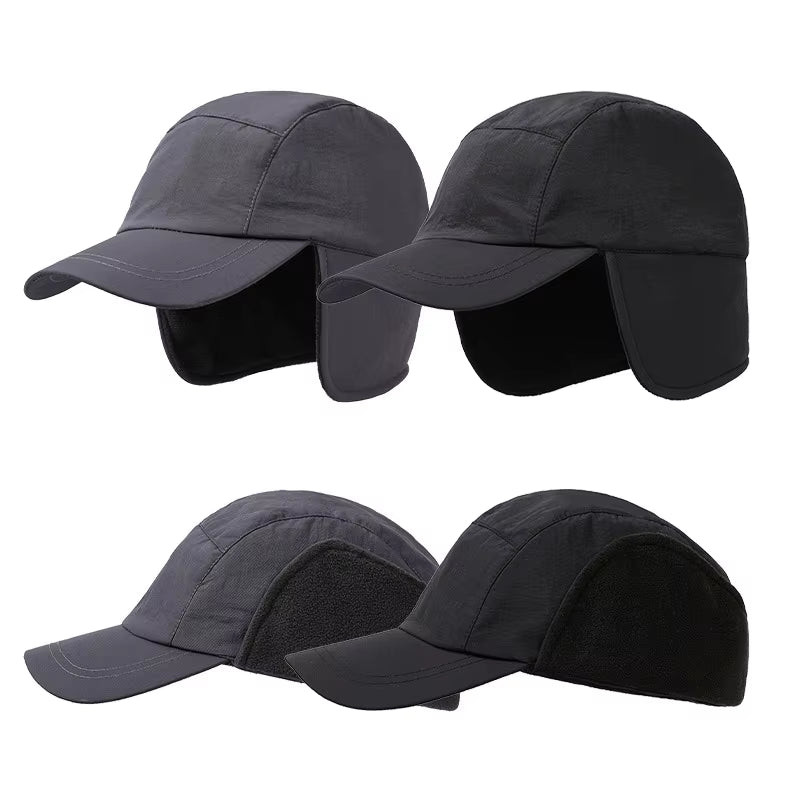 Duck Cap Hat Autumn Winter Polar Fleece Cap Warm Ear Protection Thick Functional Workwear Baseball Cap Muffs Men Women