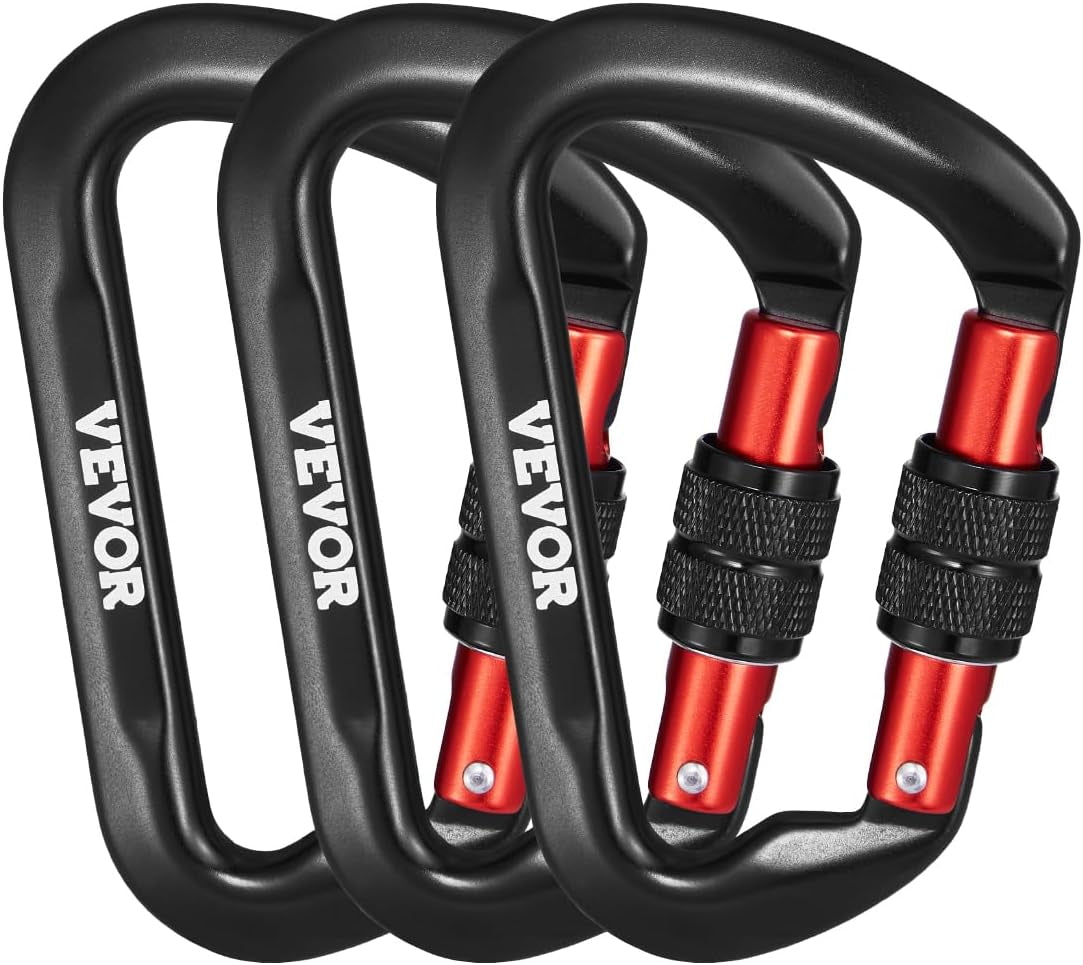 Climbing Carabiner Clips, 3 PCS Heavy Duty Carabiner, Professional 30Kn(6744Lbs)