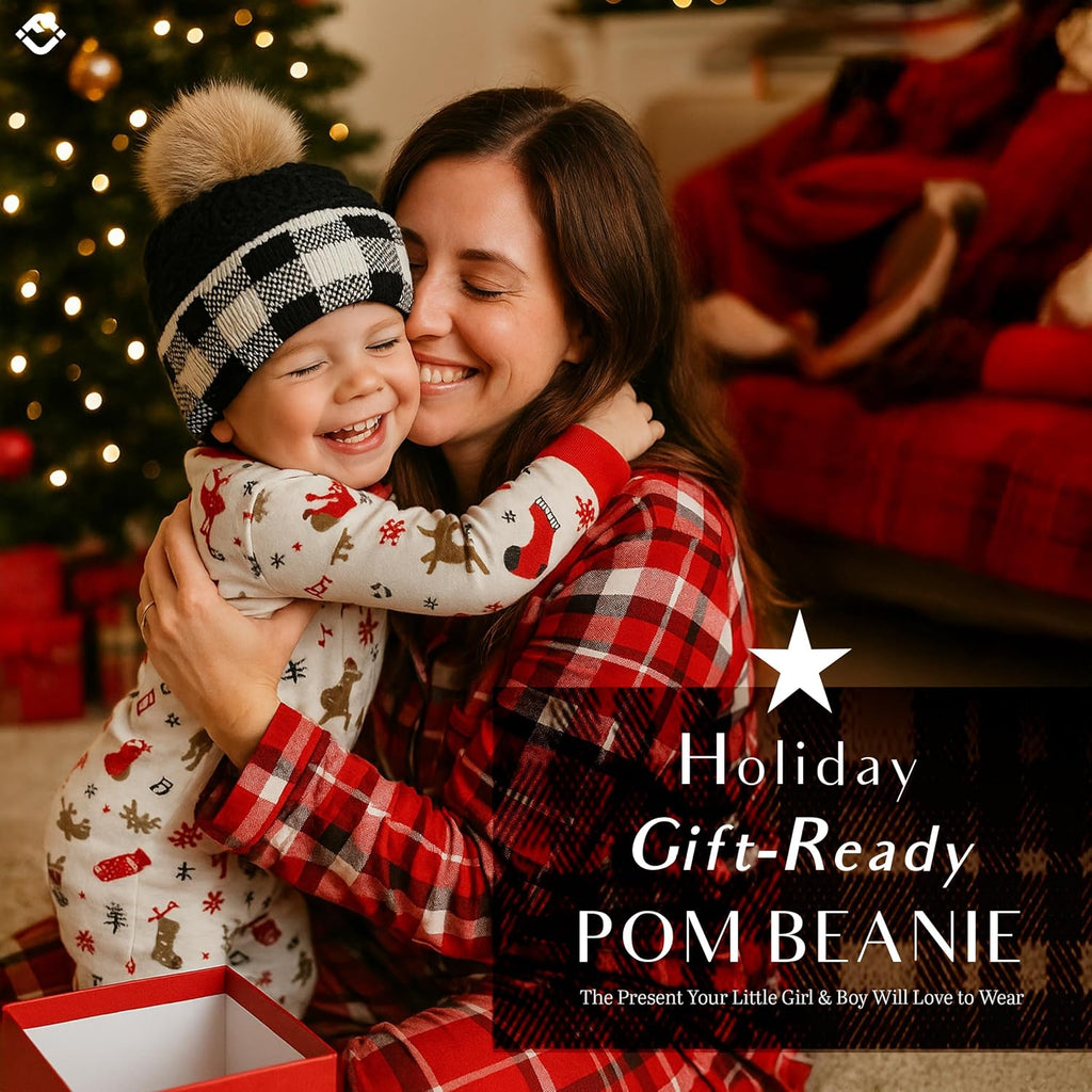Toddler Pom Beanie – Kids Winter Hat for Ages 1–4, Baby Boy & Girl Knit Beanies, Warm Cozy Knit Snow Hats