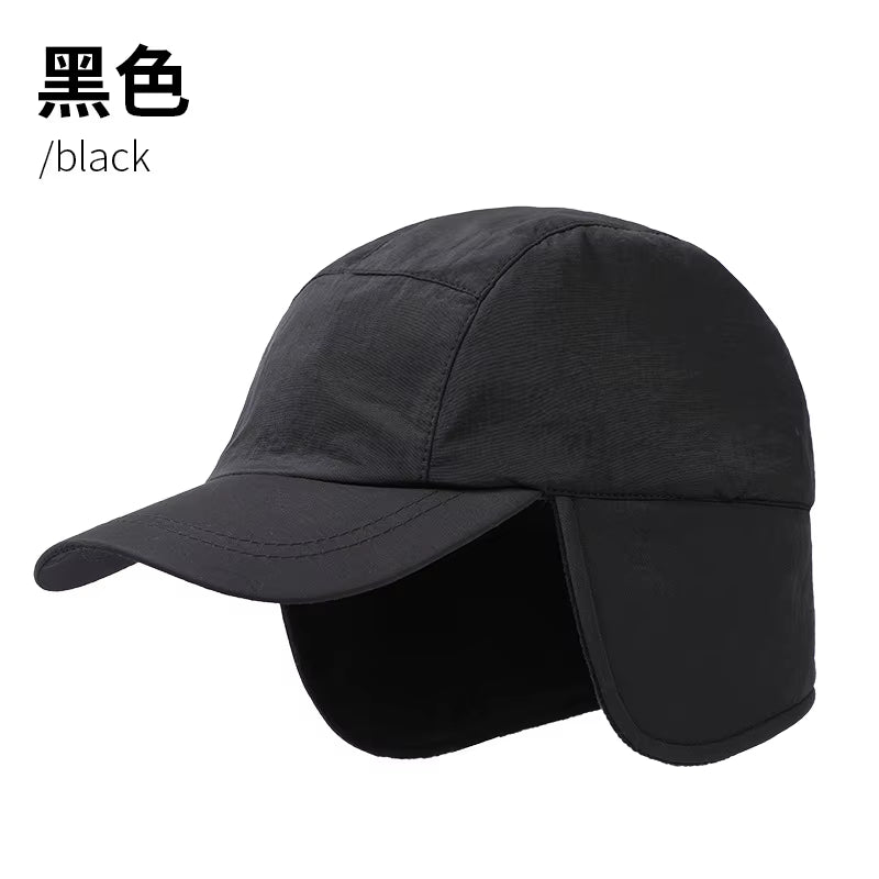Duck Cap Hat Autumn Winter Polar Fleece Cap Warm Ear Protection Thick Functional Workwear Baseball Cap Muffs Men Women