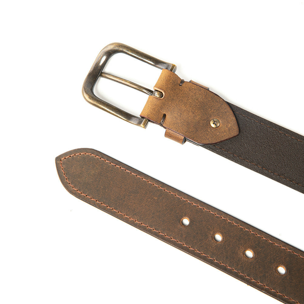 Men’S Top Grain Leather Belts Casual Jeans Solid Belts for Men 1.5Inch Width